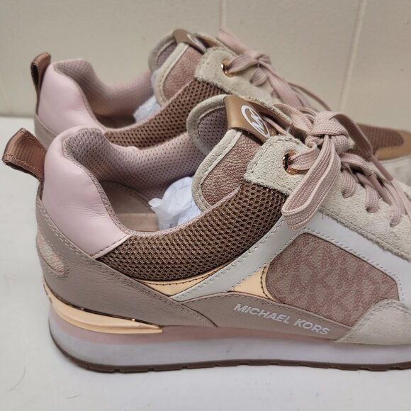 Michael Kors Wilma Suede and Logo trainer Size 9  Pink Beige Rose Gold - Picture 6 of 11